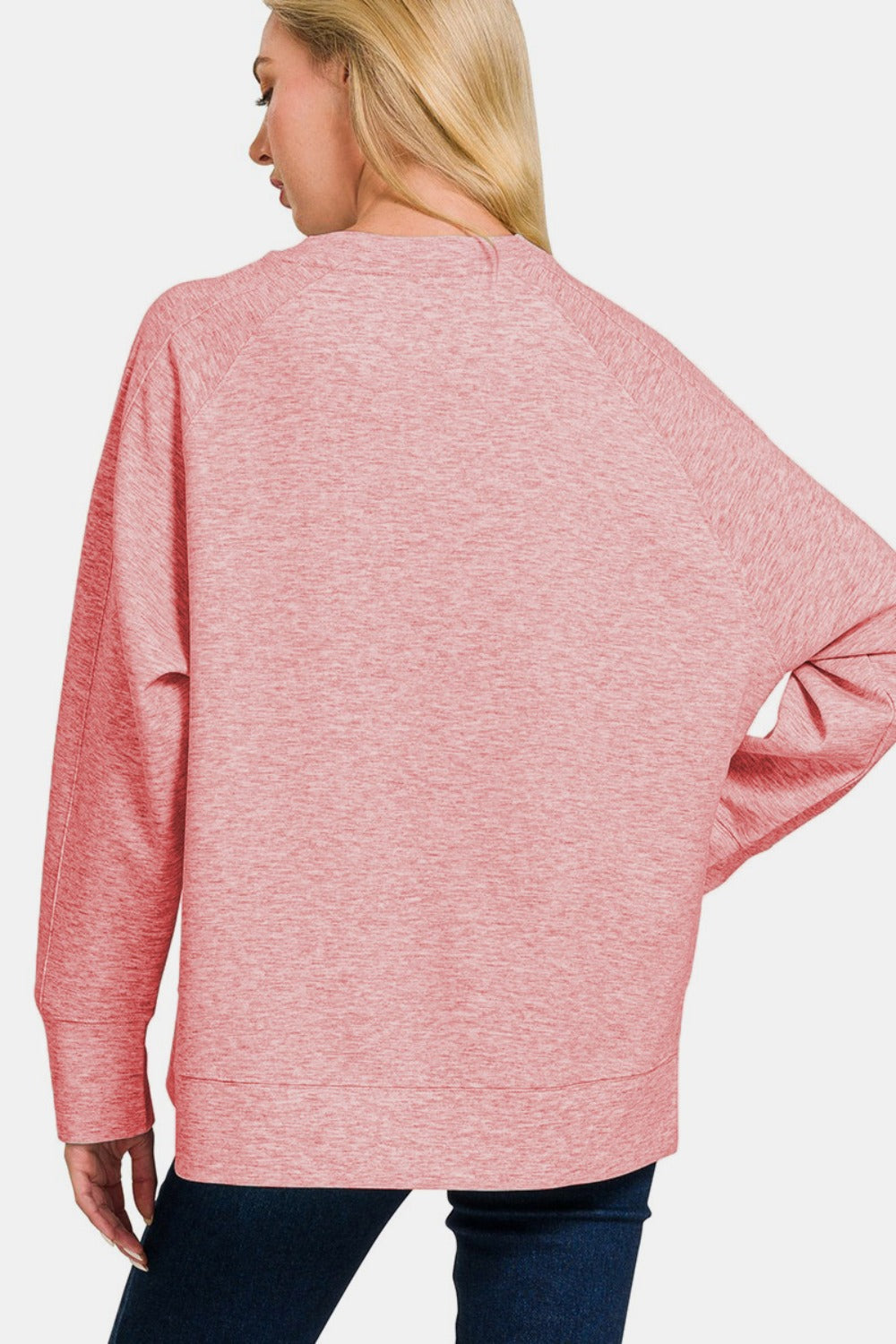 SHIRLYN Scuba Round Neck Side Slit Sweatshirt