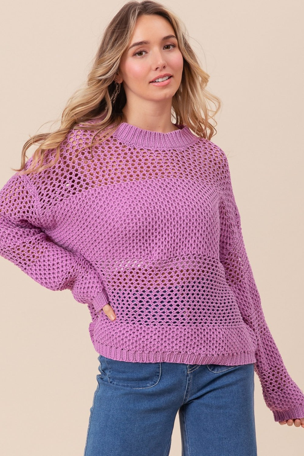 SHIRLYN penwork Long Sleeve Knit Top