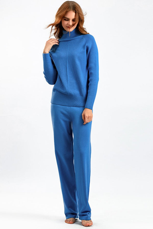 SHIRLYN Turtleneck Raglan Sleeve Top and Pants Sweater Set