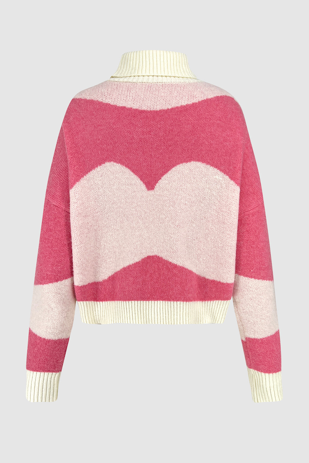 SHIRLYN Color Block Turtleneck Dropped Shoulder Sweater