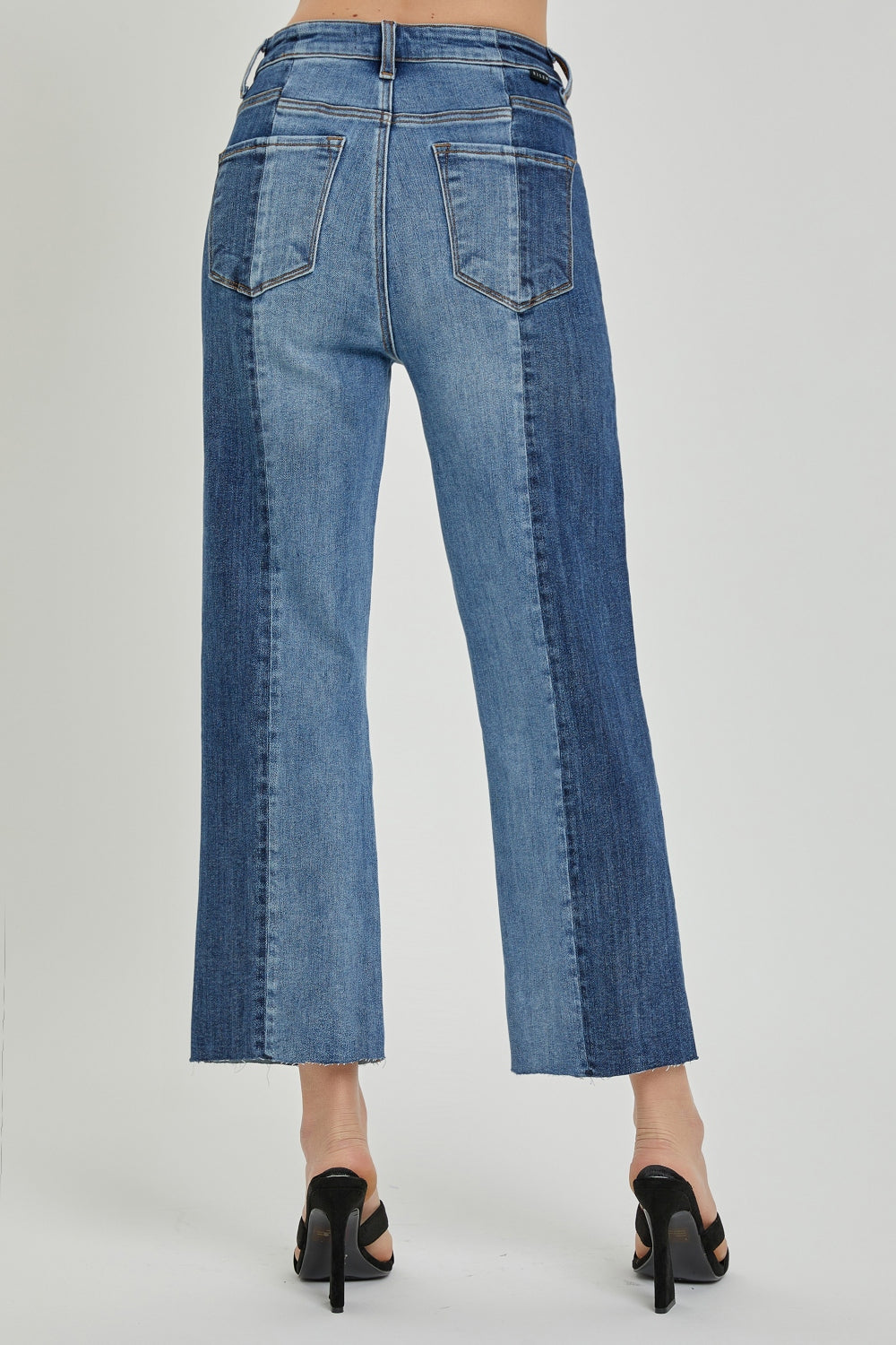 SHIRLYN Full Size Mid-Rise Waist Two-Tones Jeans with Pockets