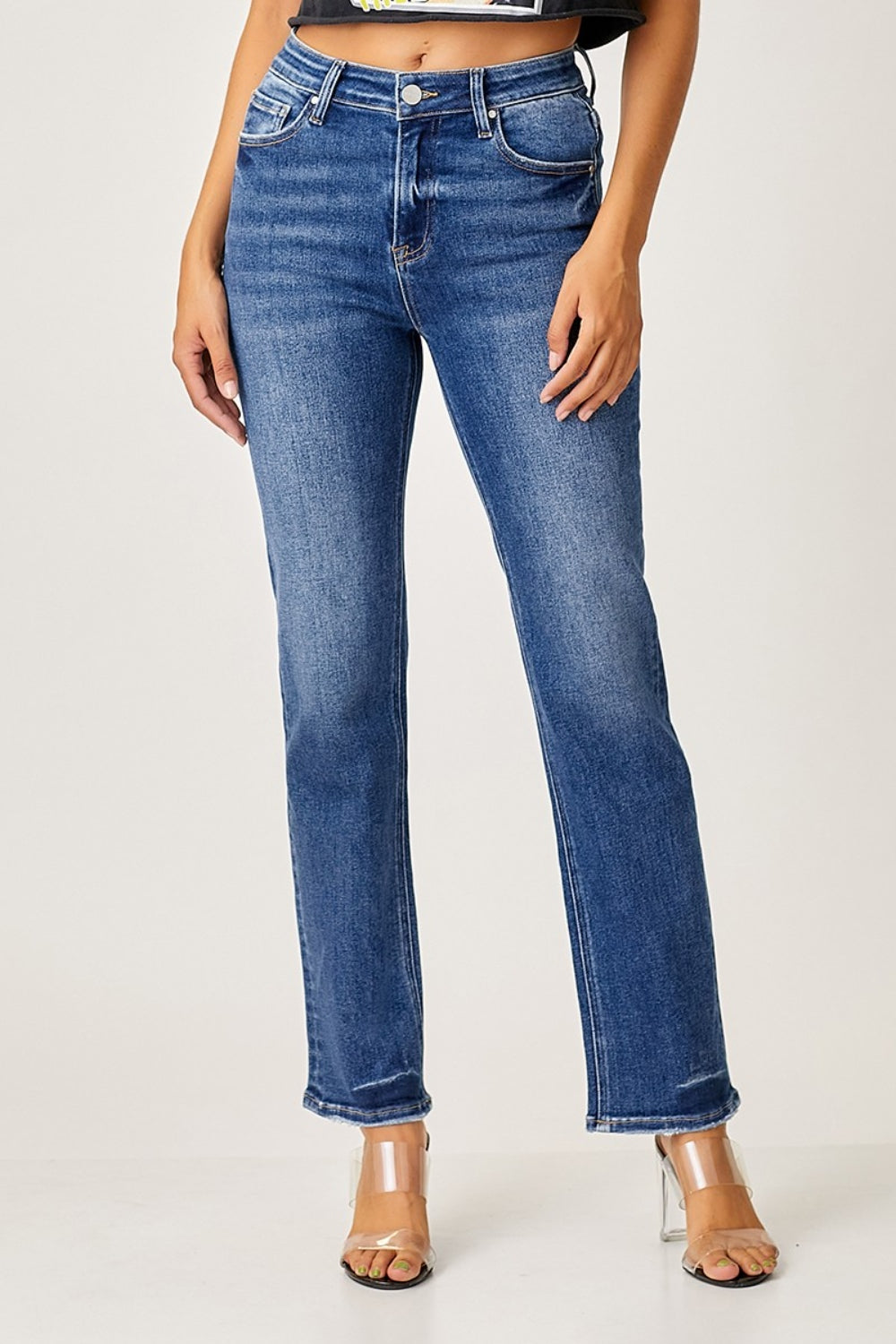 SHIRLYN Mid Rise Slim Straight Jeans