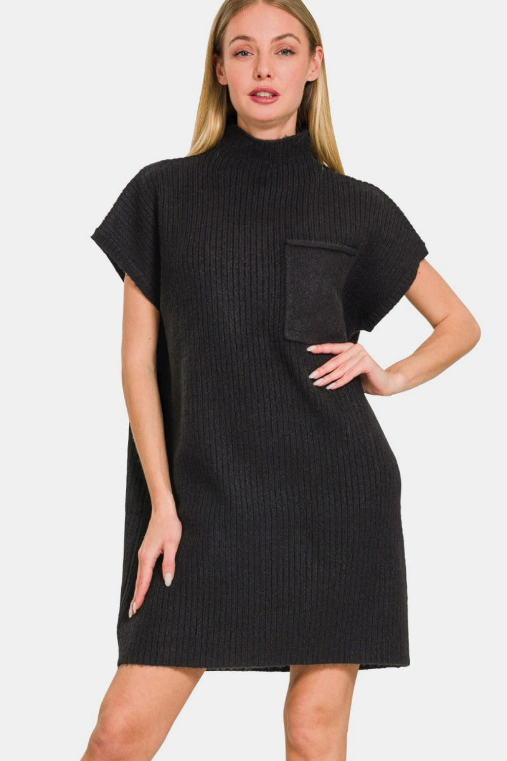 SHIRLYN.CO Short Sleeve Sweater Mini Dress