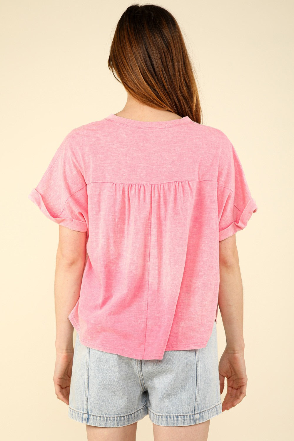 SHIRLYN - Nochted Short Sleeve Washed T-Shirt