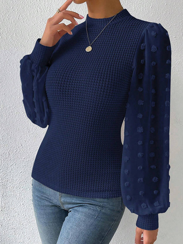 Women's New Fashionable Round Neck Spliced Long Sleeve Sweater