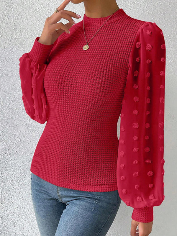 Women's New Fashionable Round Neck Spliced Long Sleeve Sweater