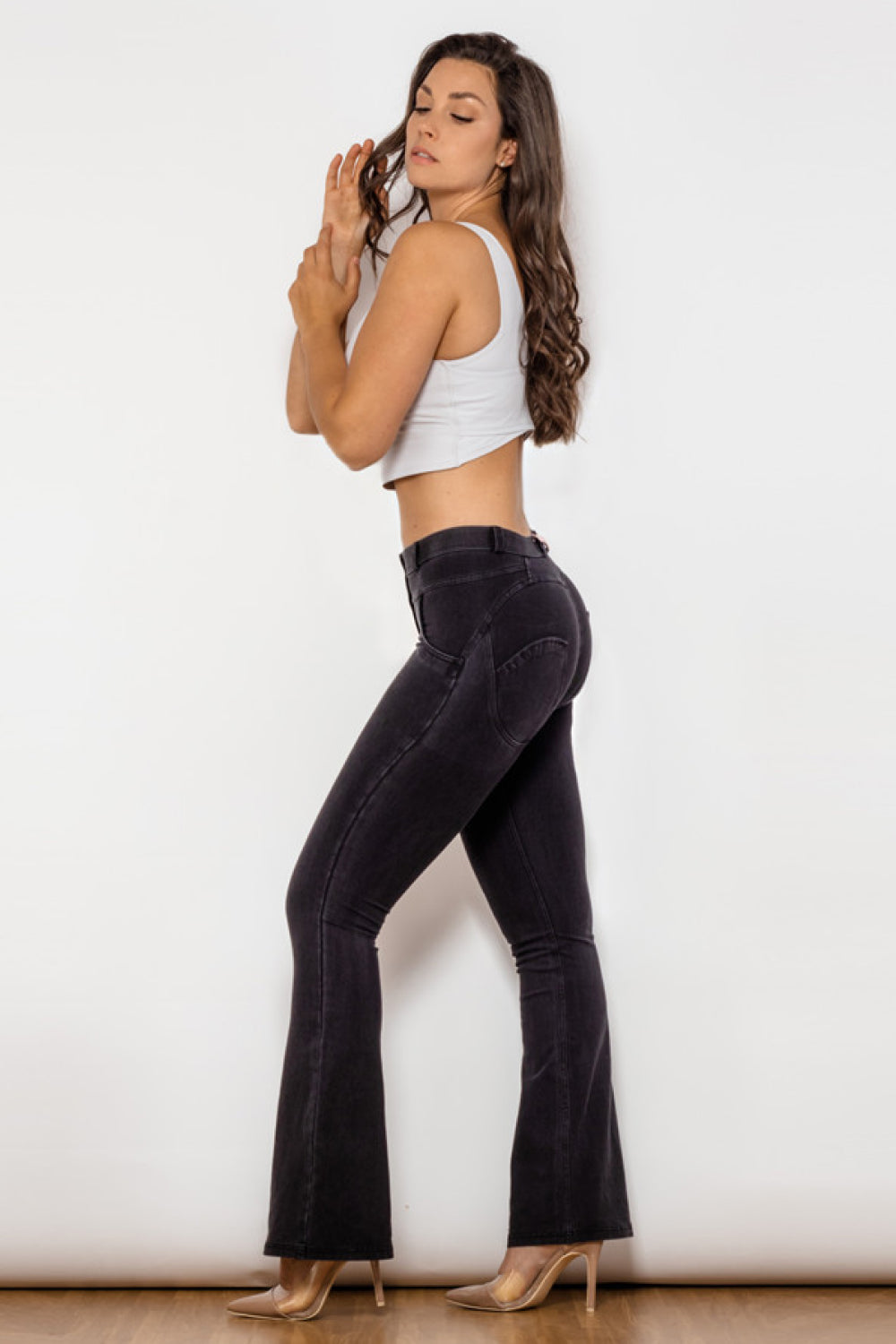 Buttoned Flare Jeans - SHIRLYN.CO