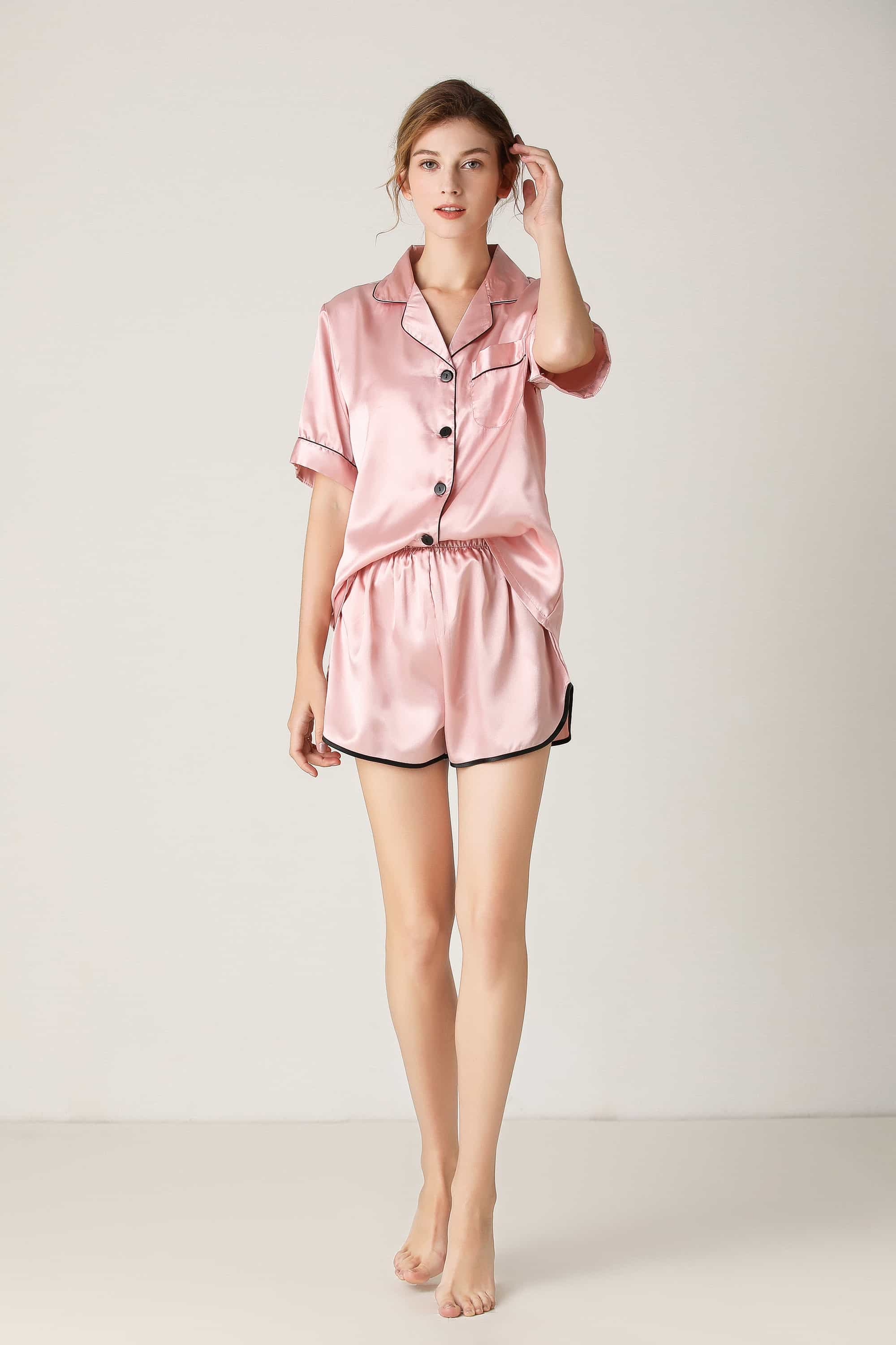 Lapel Collar Shirt and Shorts Lounge Set - SHIRLYN.CO