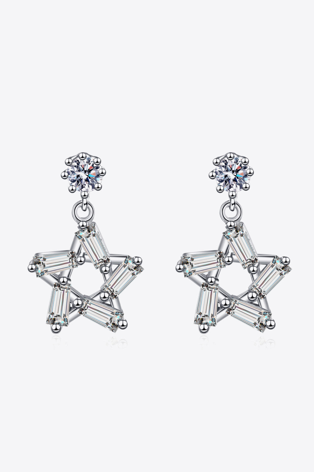 925 Sterling Silver Inlaid Moissanite Star Earrings - SHIRLYN.CO