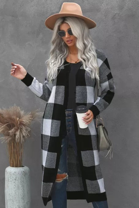 Buffalo Plaid Duster Cardigan - SHIRLYN.CO