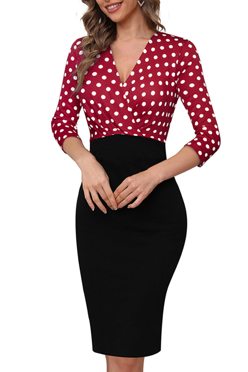 Editor's Choice: Shirlyn's Polka Dot Perfection: Surplice Neck Pencil Dress