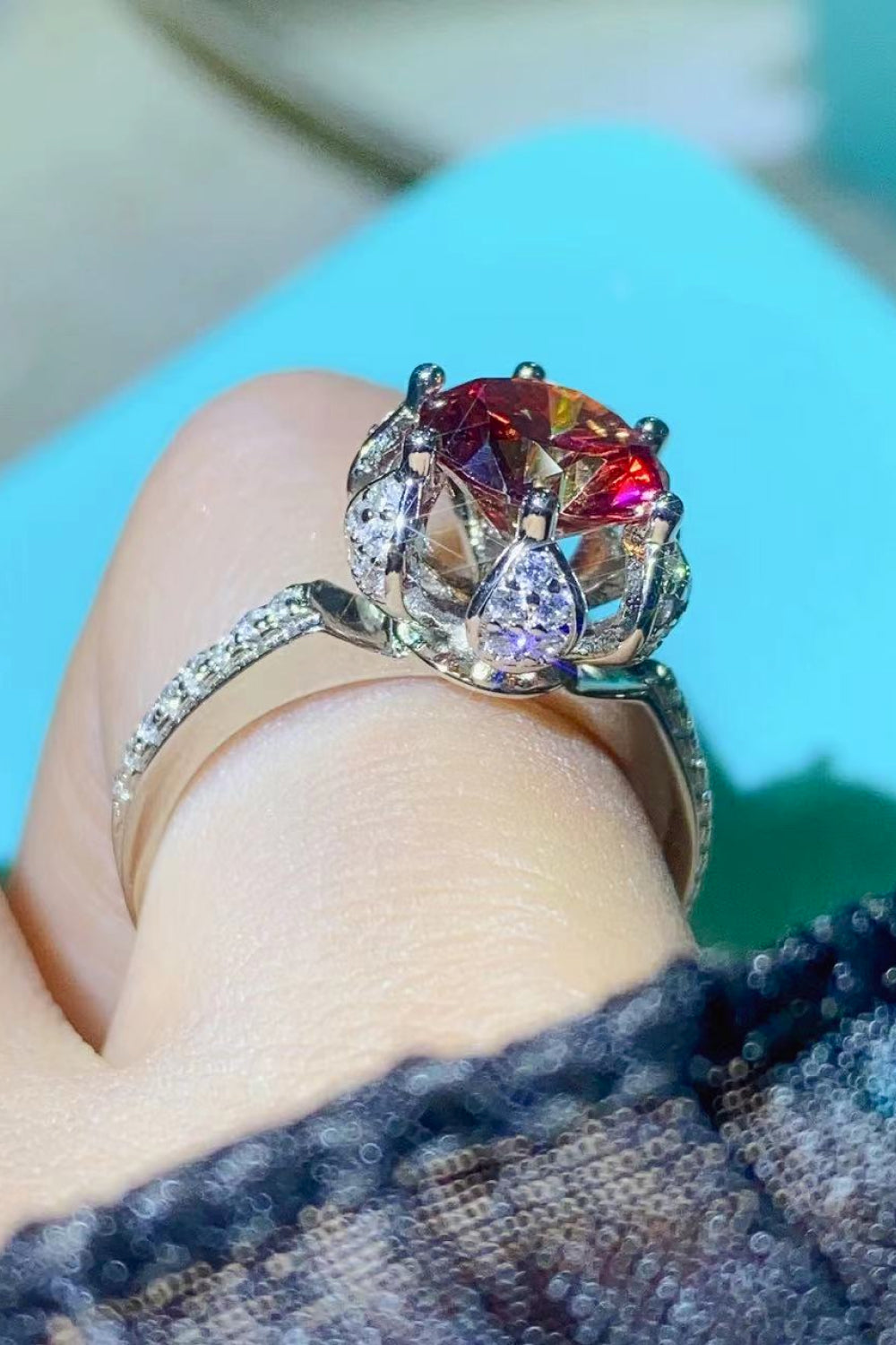 2 Carat Moissanite 6-Prong Ring in Phoenix Fire - SHIRLYN.CO