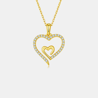 Moissanite 925 Sterling Silver Heart Pendant Necklace