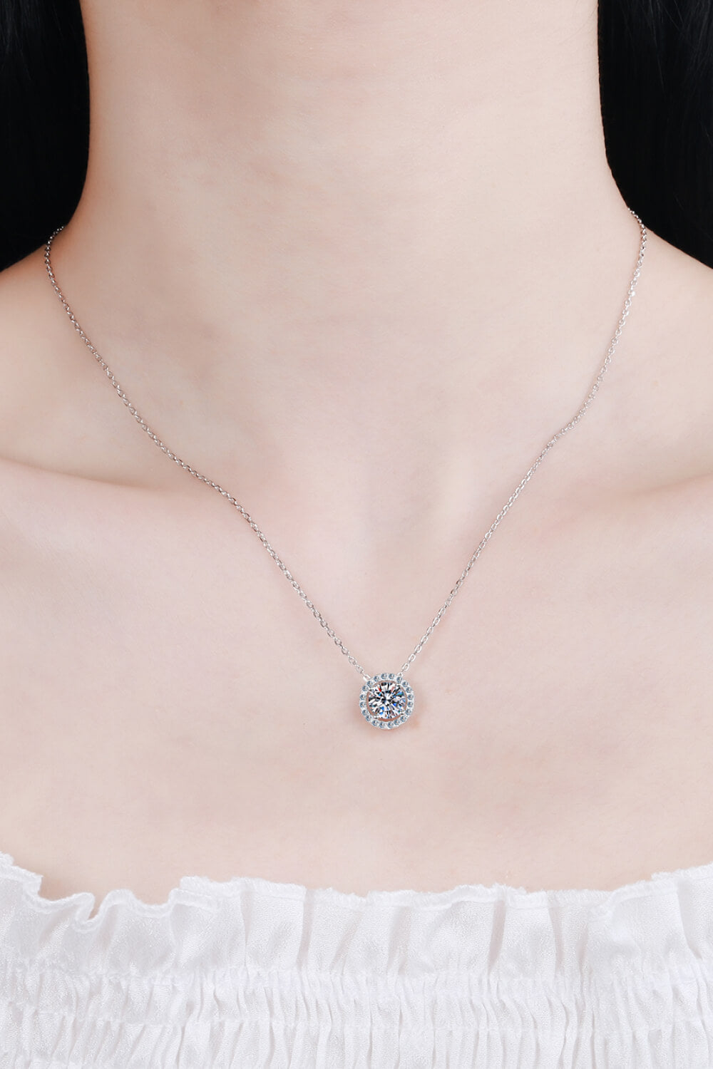 1 Carat Moissanite Round Pendant Chain Necklace - SHIRLYN.CO