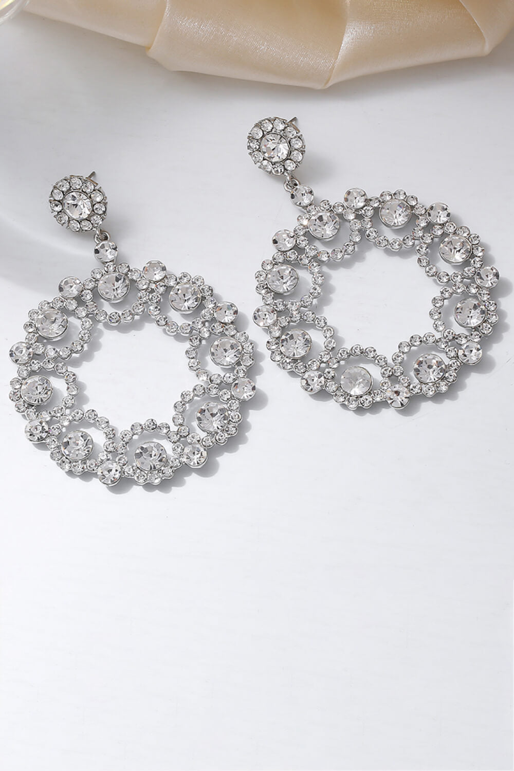 Alloy Rhinestone Round Drop Earrings - SHIRLYN.CO