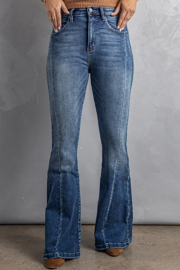 High Waist Flare Jeans with Pockets - SHIRLYN.CO