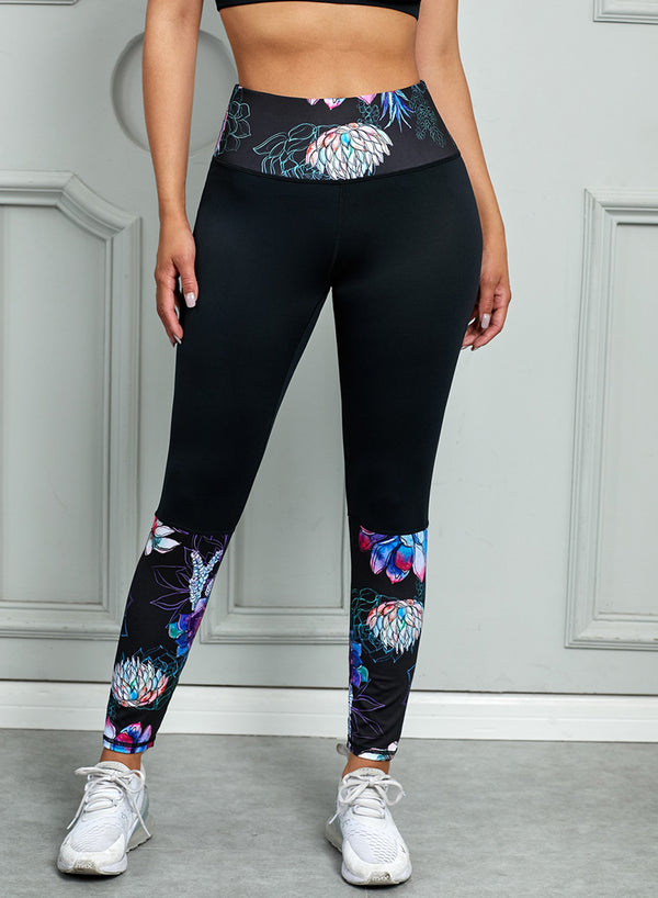 Printed Wide Waistband Active Leggings - SHIRLYN.CO