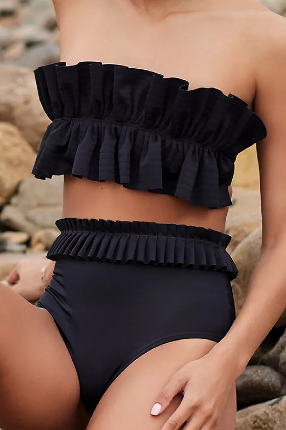 Ruffled Tie Back Two-Piece Swim Set - SHIRLYN.CO