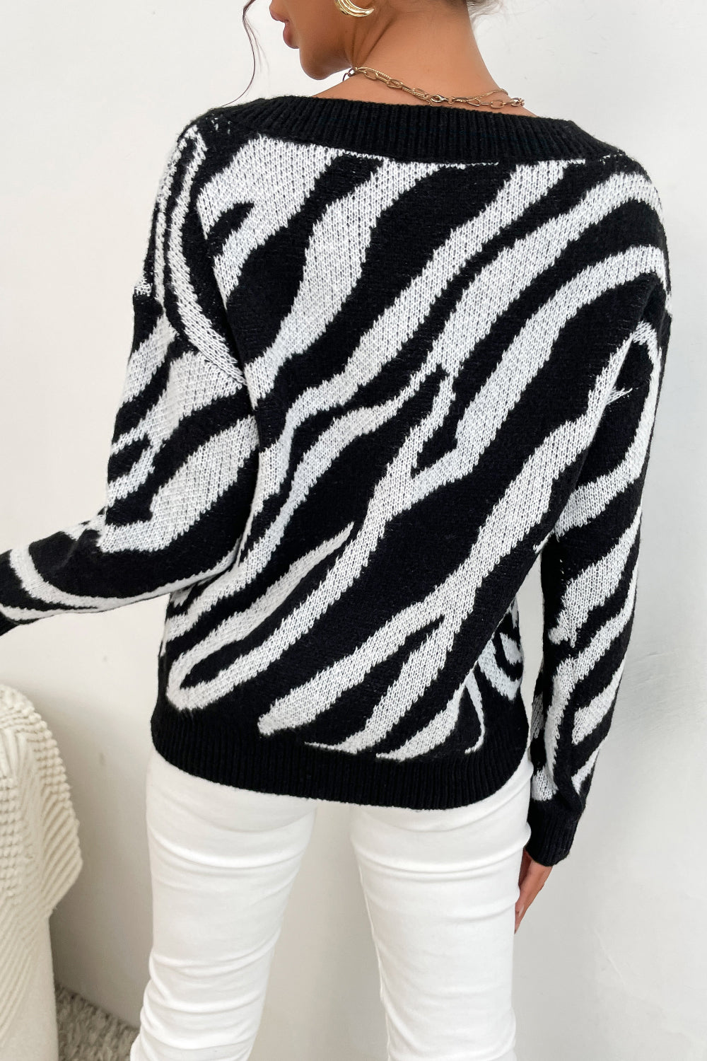 Zebra Print Sweater - SHIRLYN.CO