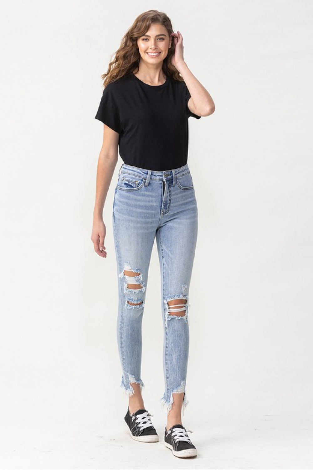 Lovervet Full Size Lauren Distressed High Rise Skinny Jeans - SHIRLYN.CO