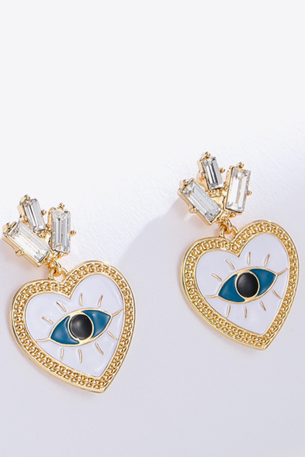 Evil Eye Heart-Shaped Drop Earrings - SHIRLYN.CO