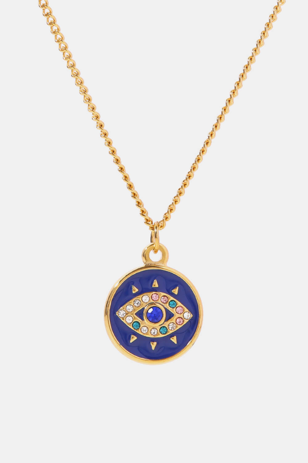 Cubic Zirconia Evil Eye Pendant Chunky Chain Necklace - SHIRLYN.CO