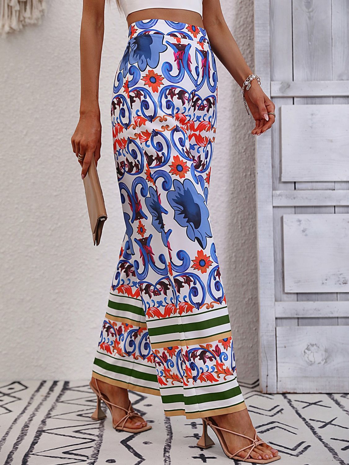 Printed High-Rise Wide Leg Pants - SHIRLYN.CO