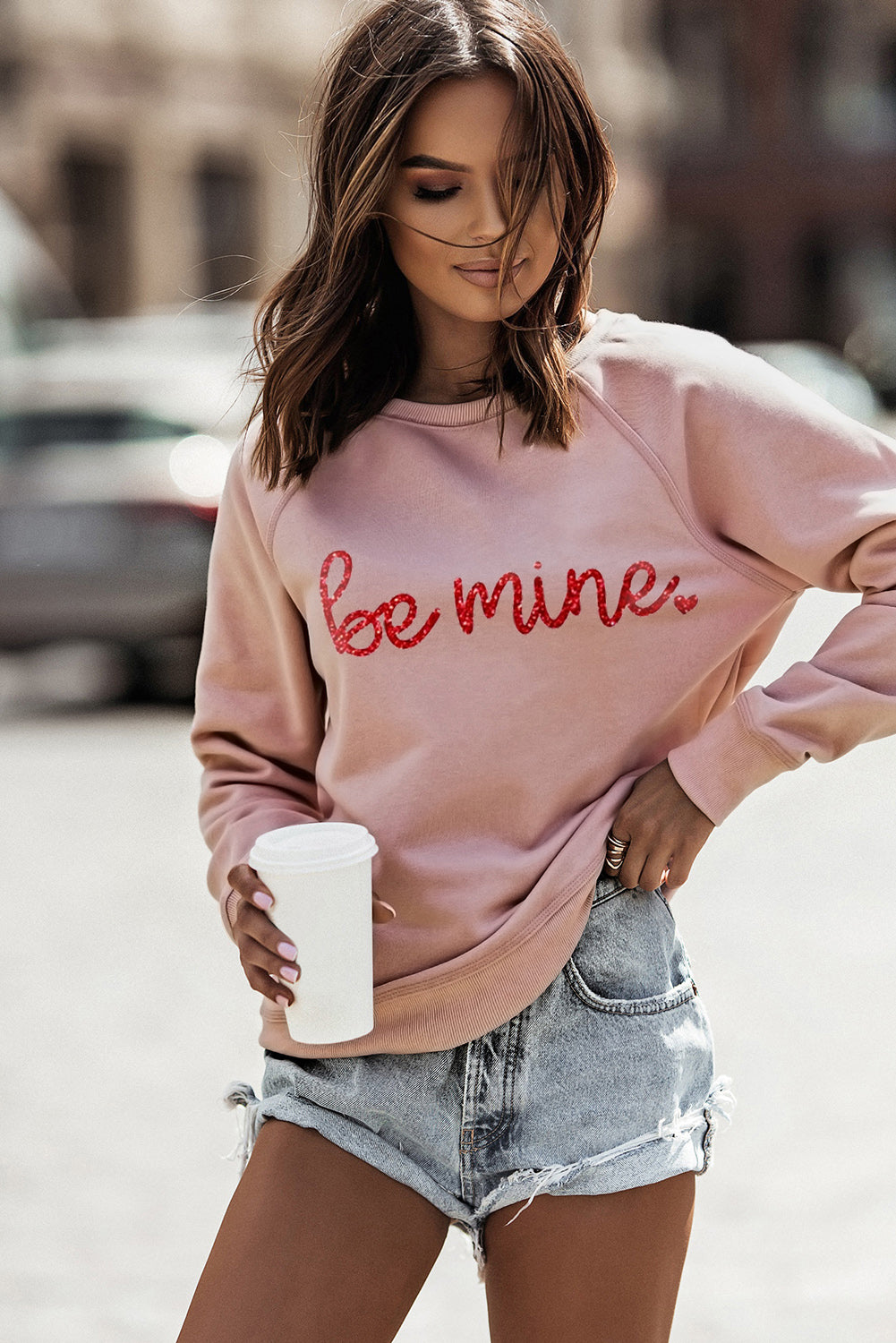 BE MINE Raglan Sleeve Sweatshirt - SHIRLYN.CO