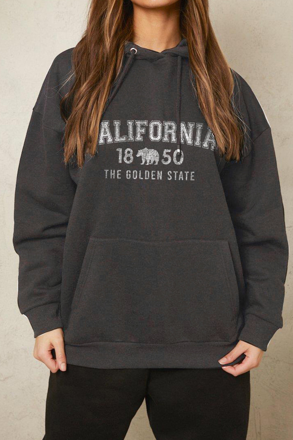 Simply Love Full Size CALIFORNIA 1850 THE GOLDEN STATE Graphic Hoodie - SHIRLYN.CO