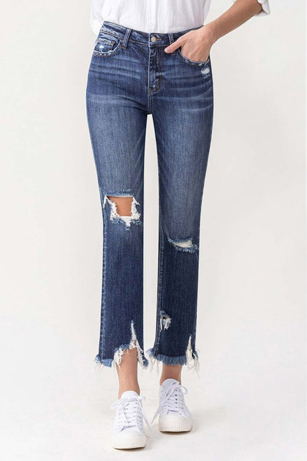 Lovervet Jackie Full Size High Rise Crop Straight Leg Jeans - SHIRLYN.CO