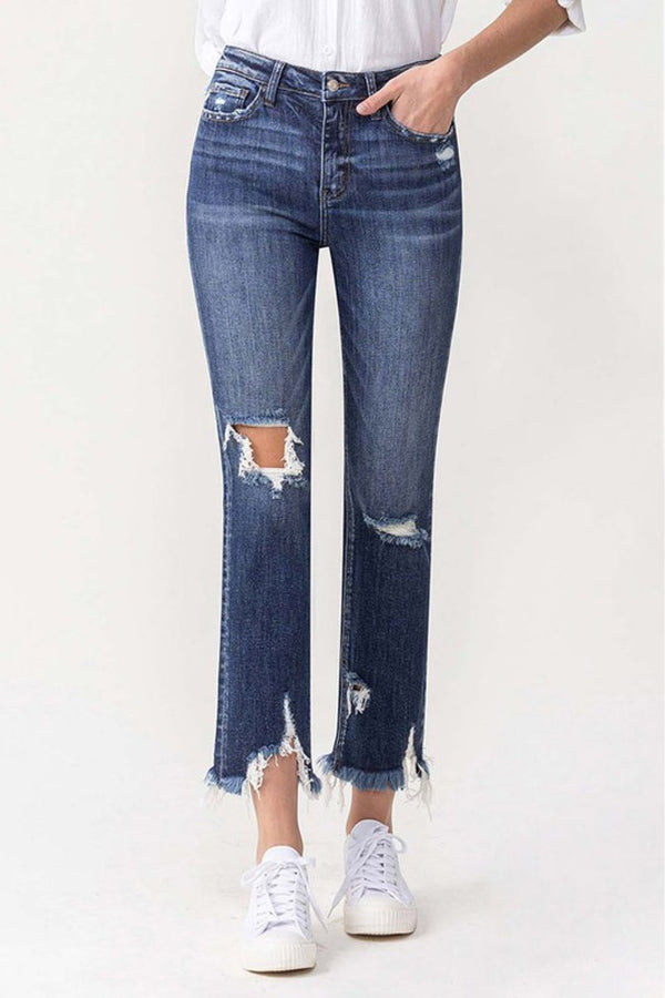 Lovervet Jackie Full Size High Rise Crop Straight Leg Jeans - SHIRLYN.CO