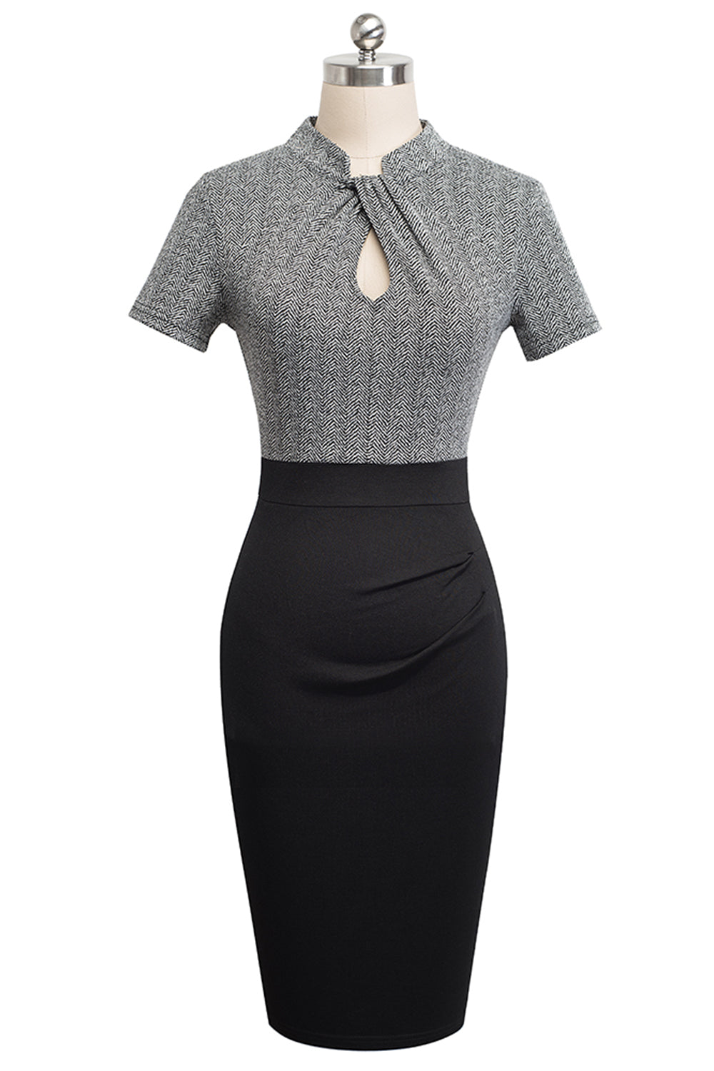 Editor's Choice: Shirlyn's Classic Elegance: Round Neck Short Sleeve Pencil Dress