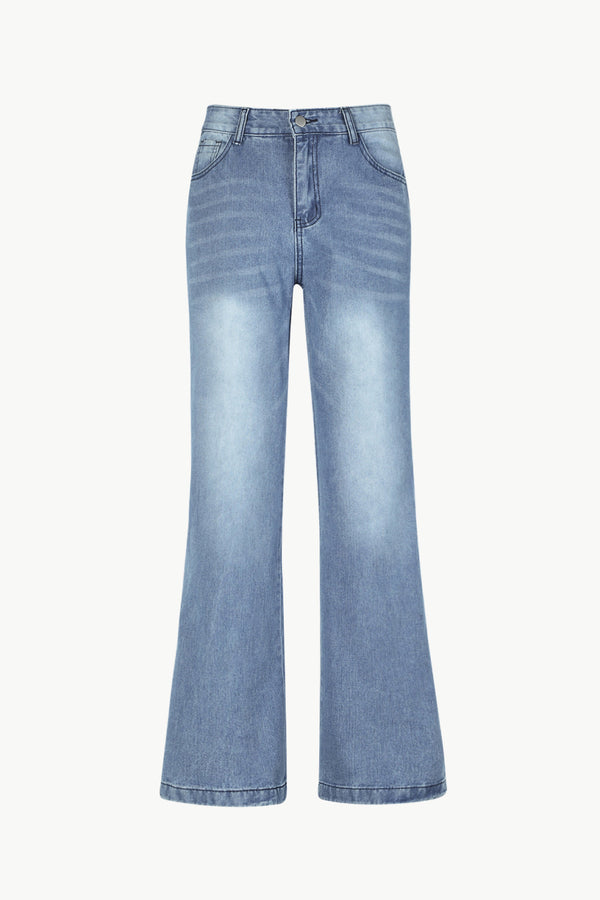 Full-Length Pocket Wide Leg Jeans - SHIRLYN.CO