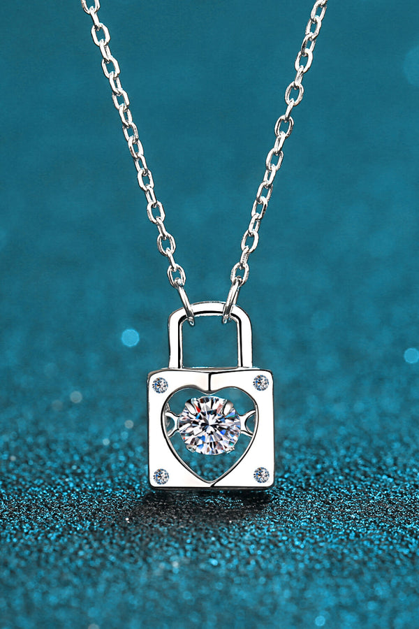 Moissanite Lock Pendant Necklace - SHIRLYN.CO