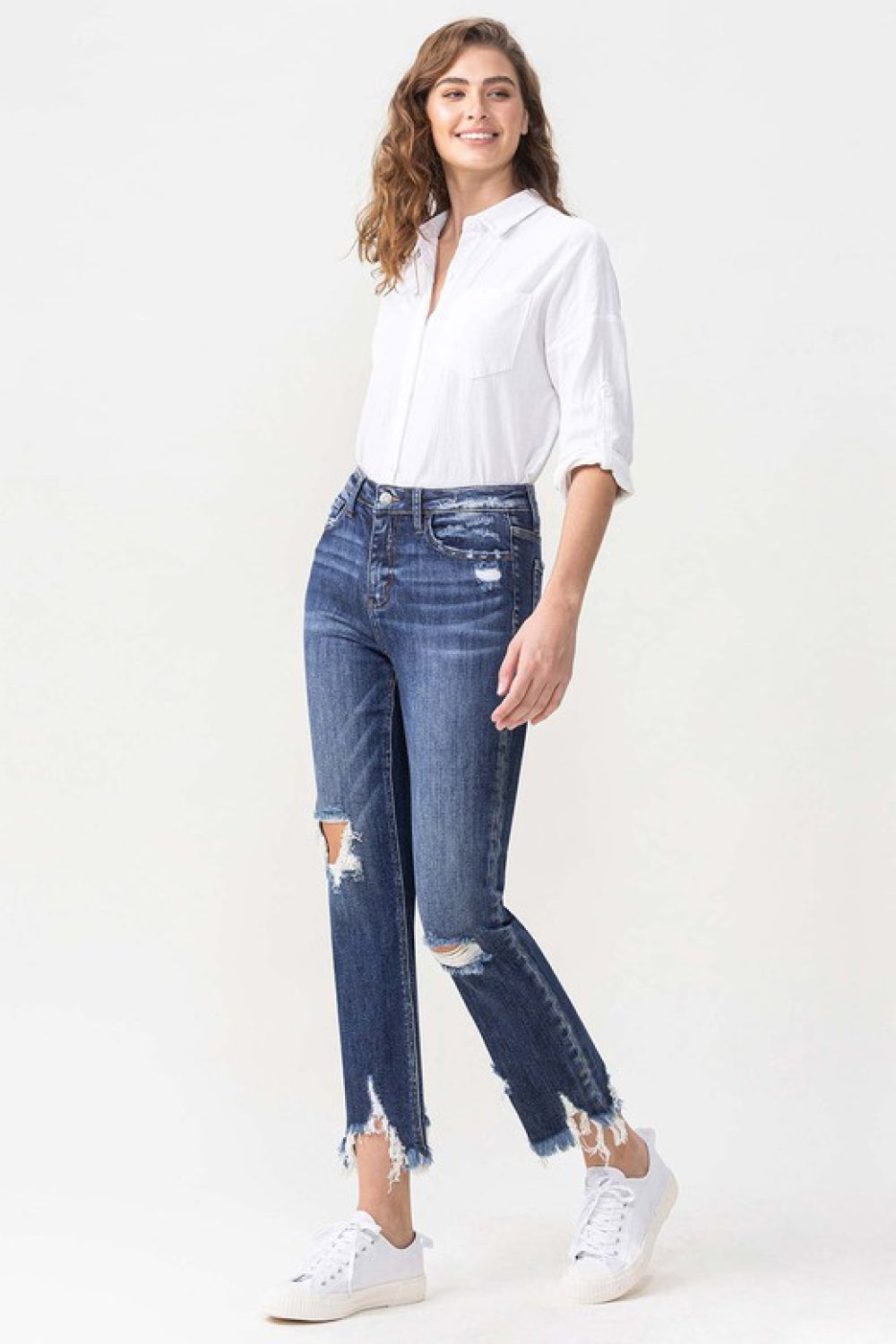 Lovervet Jackie Full Size High Rise Crop Straight Leg Jeans - SHIRLYN.CO