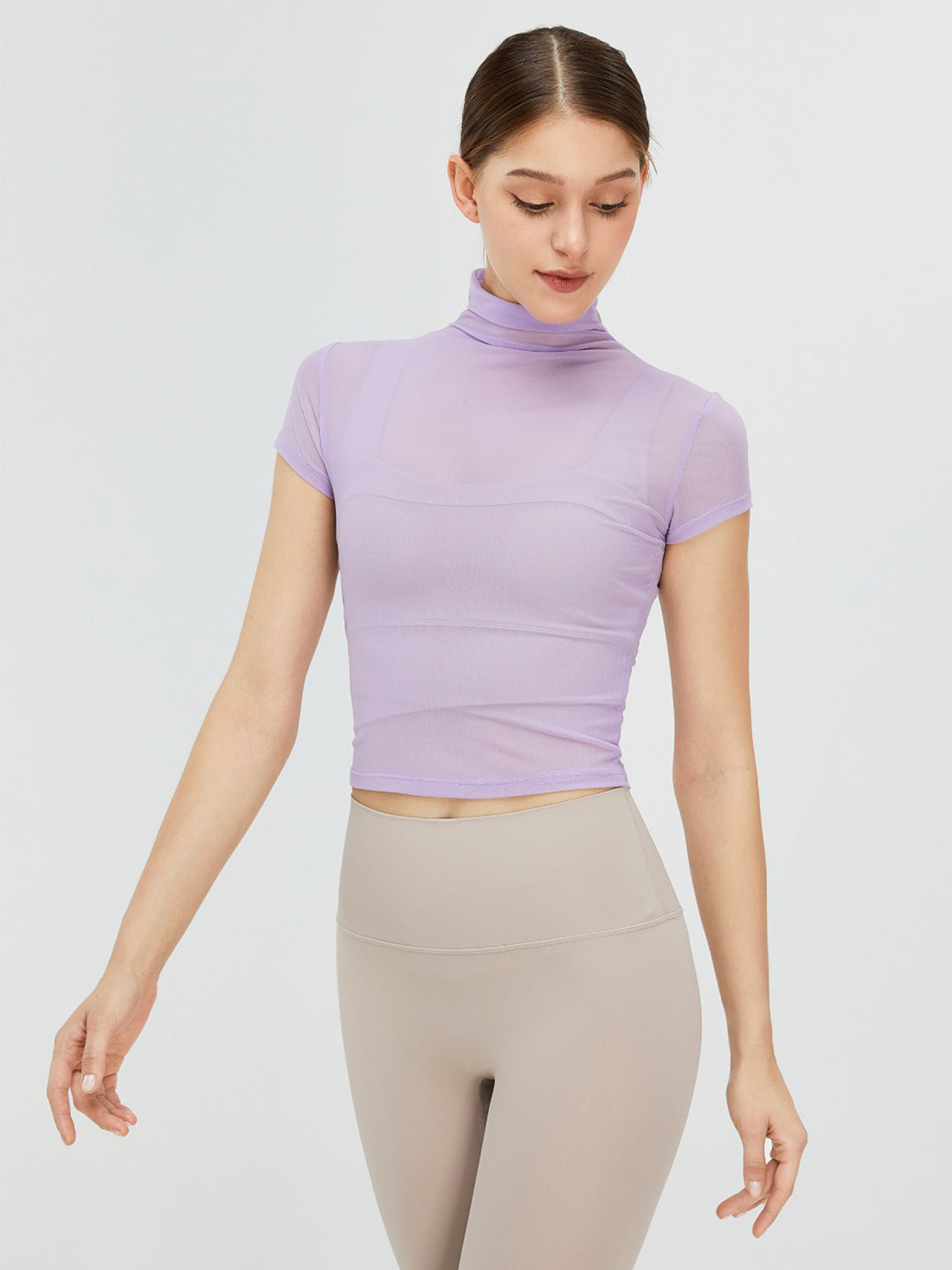 Turtleneck Cap Sleeve Active T-Shirt