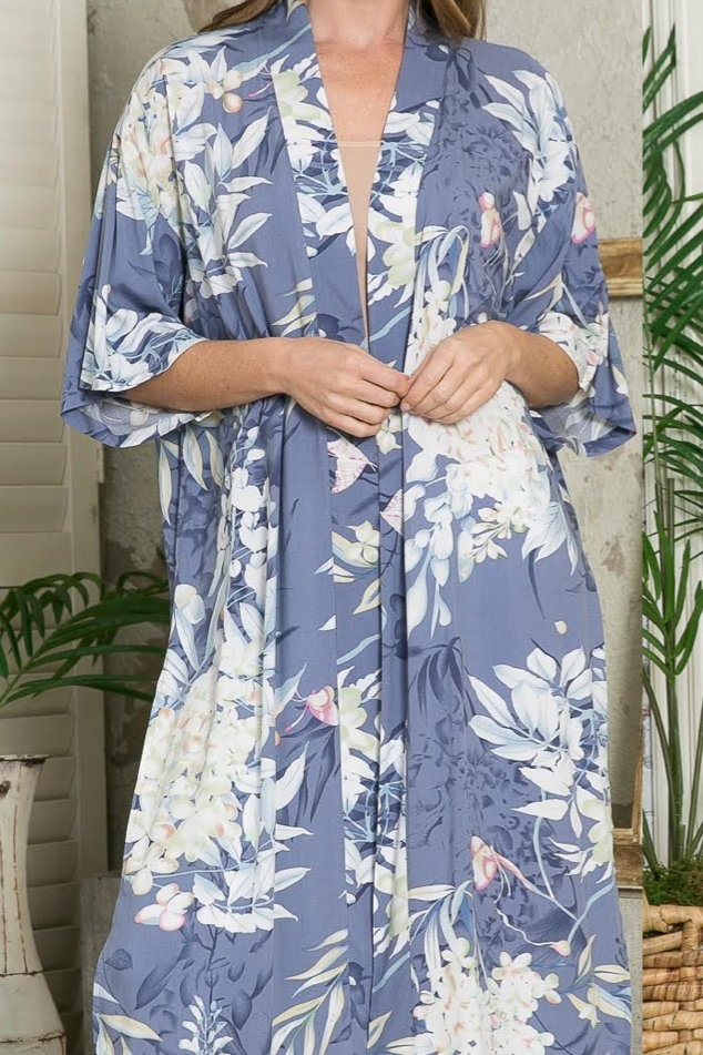 Justin Taylor Botanical Print Split Cover Up - SHIRLYN.CO