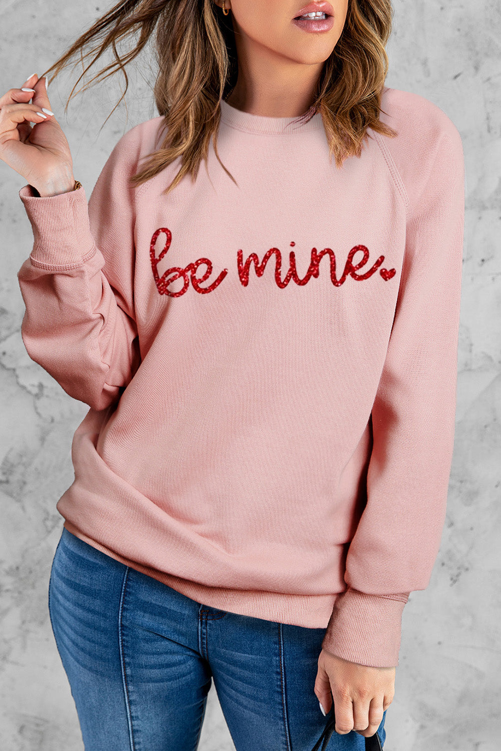 BE MINE Raglan Sleeve Sweatshirt - SHIRLYN.CO