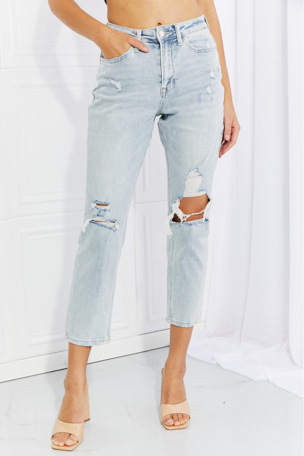 Vervet by Flying Monkey Stand Out Full Size Distressed Cropped Jeans - SHIRLYN.CO