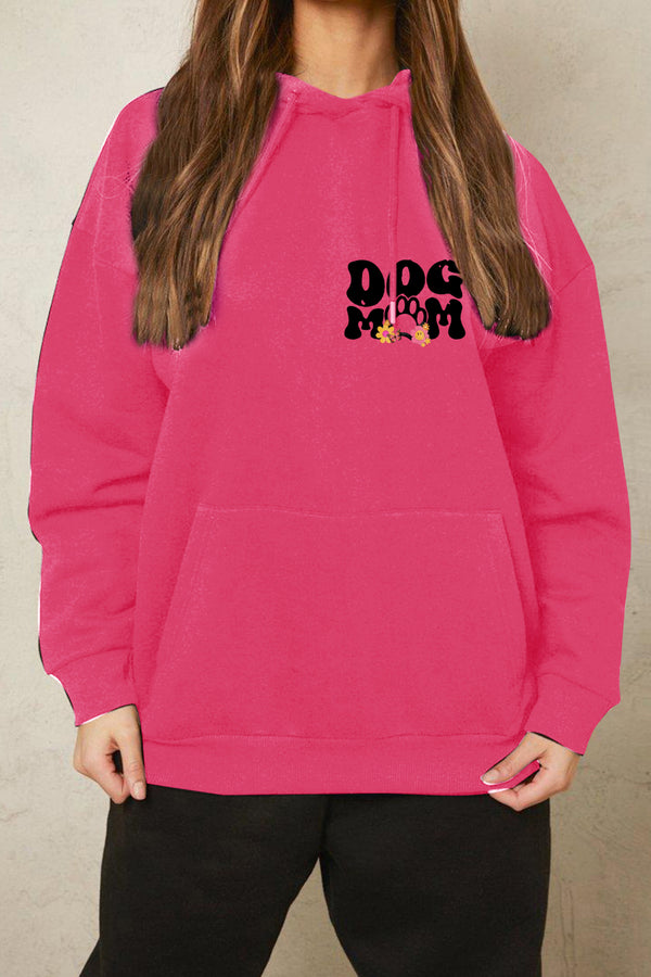 Simply Love Full Size DOG MOM Graphic Hoodie - SHIRLYN.CO