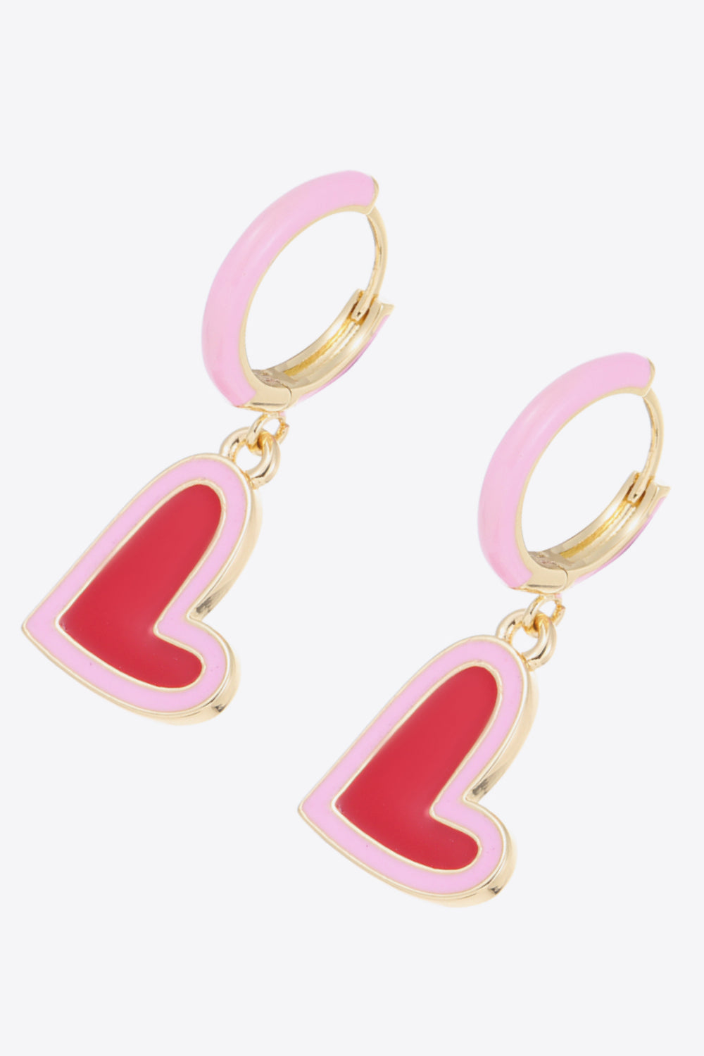 Contrast Heart-Shaped Drop Earrings - SHIRLYN.CO