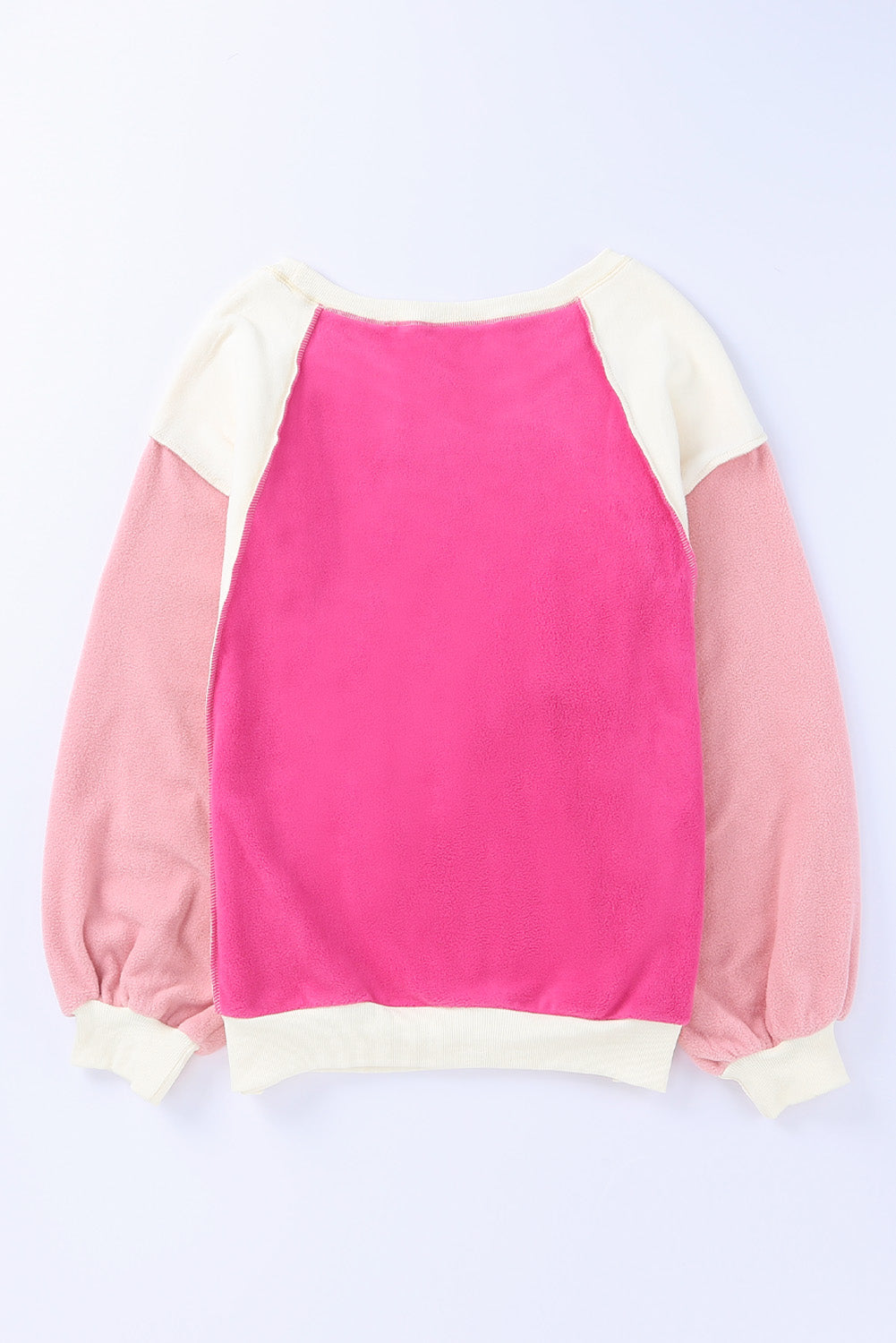 Color Block Lantern Sleeve Fleece Sweatshirt - SHIRLYN.CO