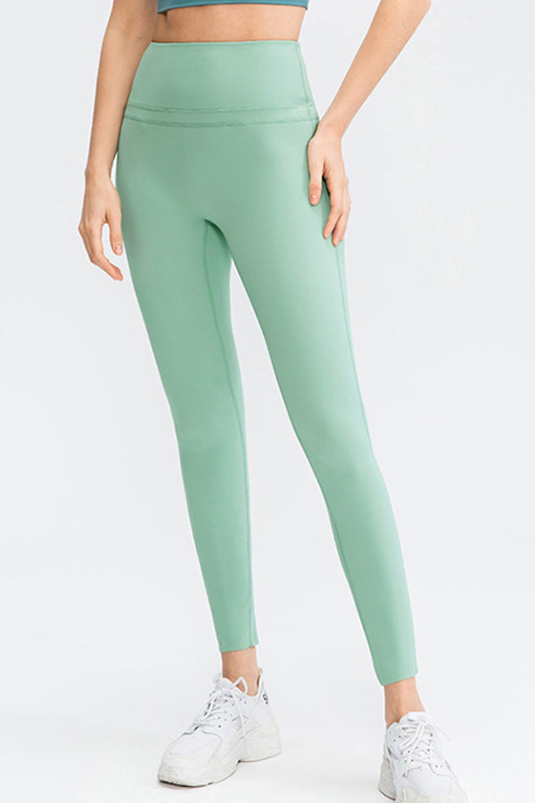 Exposed Seam High Waist Ankle-Length Yoga Leggings - SHIRLYN.CO