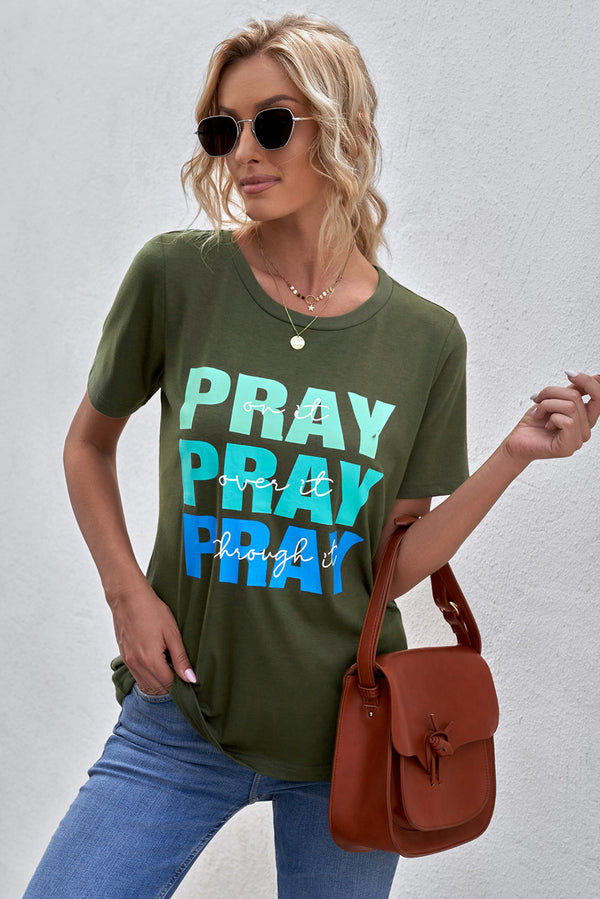 Pray Print T-Shirt - SHIRLYN.CO