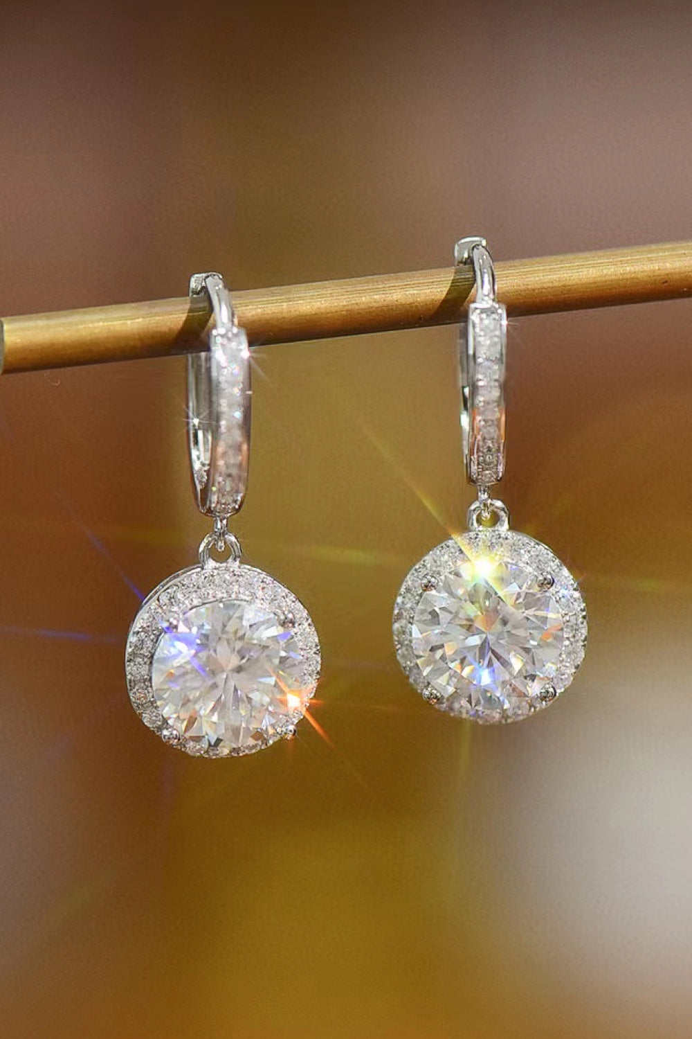 2 Carat Moissanite Round Drop Earrings - SHIRLYN.CO