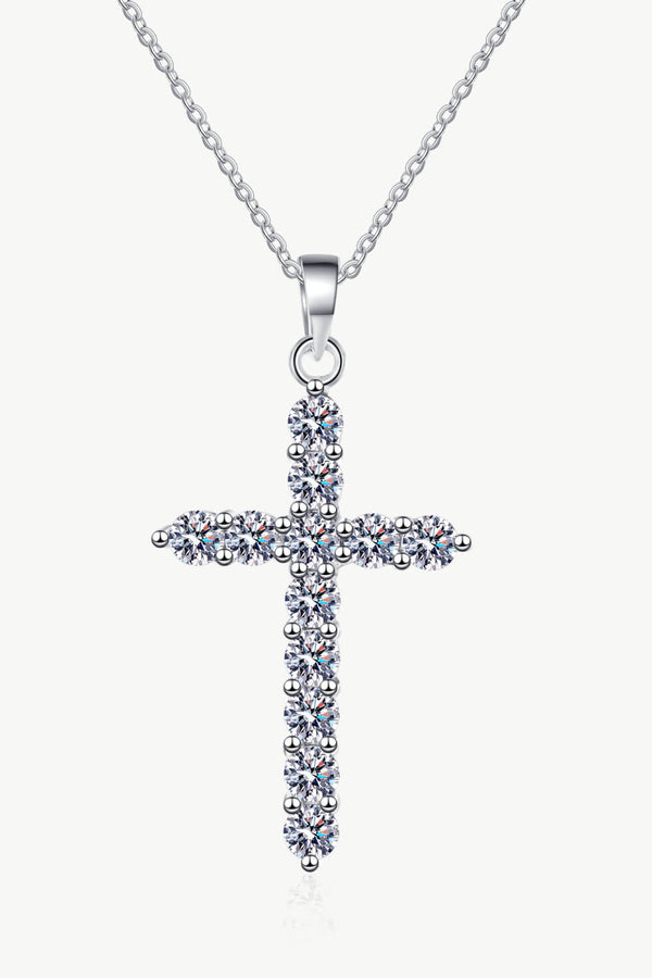 Moissanite Cross Pendant Chain Necklace - SHIRLYN.CO