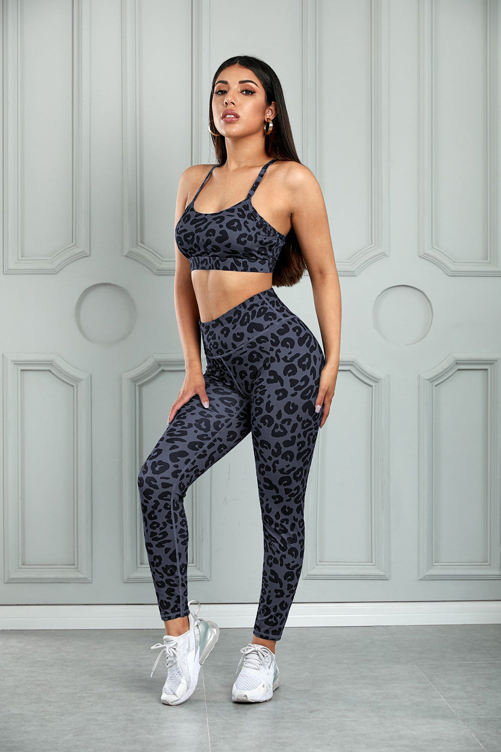 Leopard Cutout Sports Bra and Leggings Set - SHIRLYN.CO