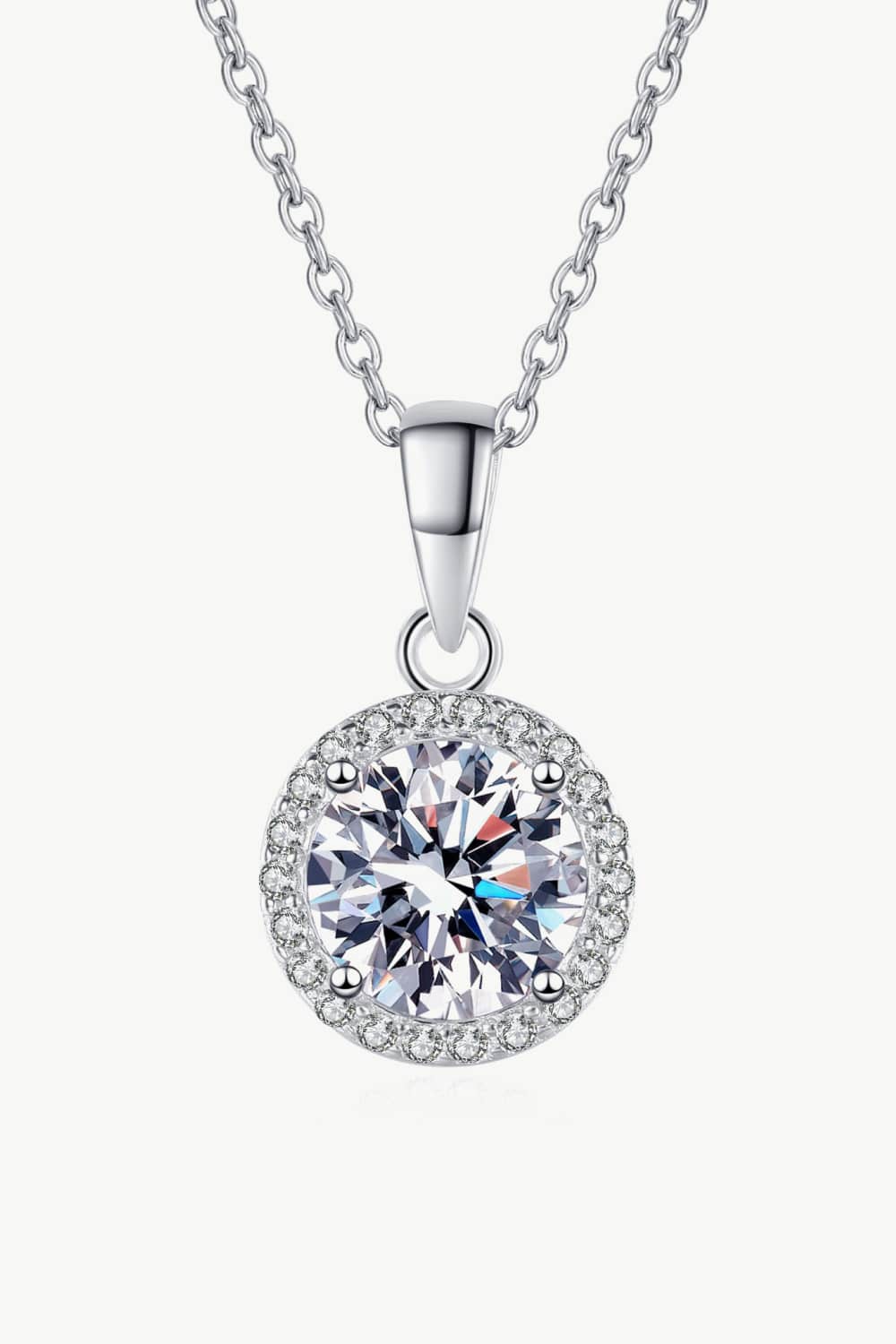 Chance to Charm 1 Carat Moissanite Round Pendant Chain Necklace - SHIRLYN.CO