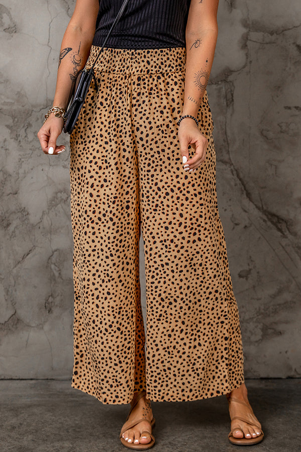 Leopard Print Wide Leg Pants with Pockets - SHIRLYN.CO