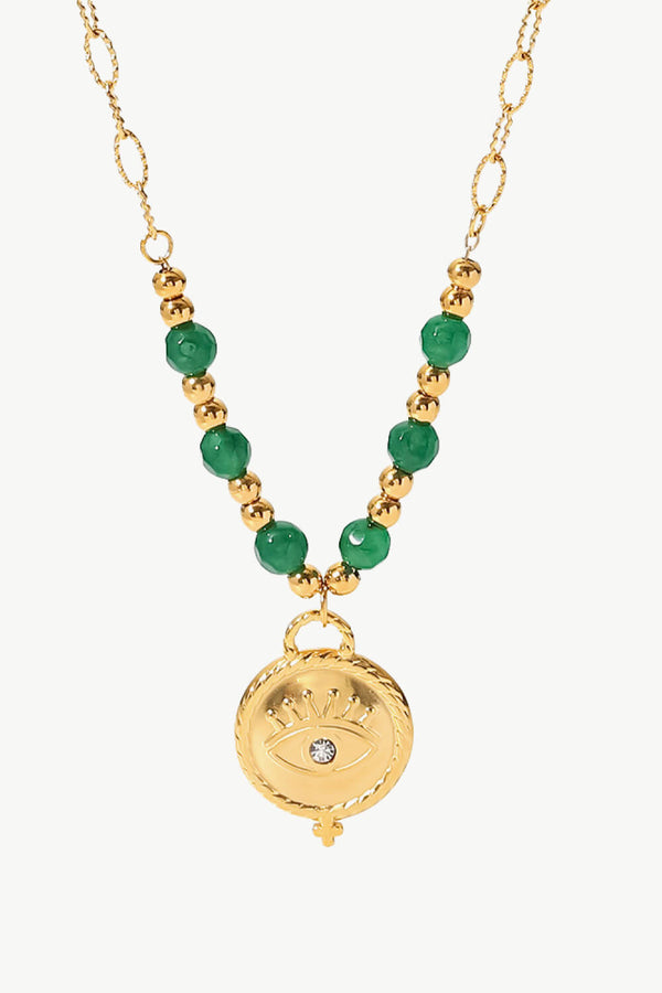 Evil Eye Inlaid Cubic Zirconia Pendant Necklace - SHIRLYN.CO